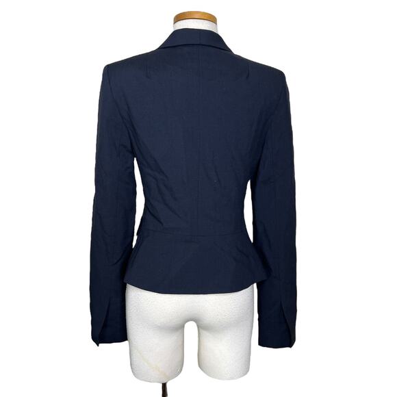 A.L.C. Mohair Silk Cropped One Button Tuxedo Blazer Jacket 2013 Navy Blue 8 - Picture 2 of 7